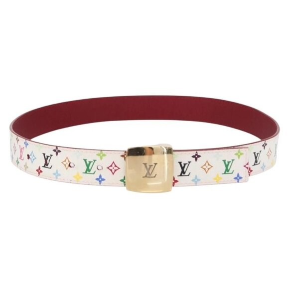 LOUIS VUITTON Multicolor Ceinture LV Cut Belt White M9682W LV Auth 156683V main image 9